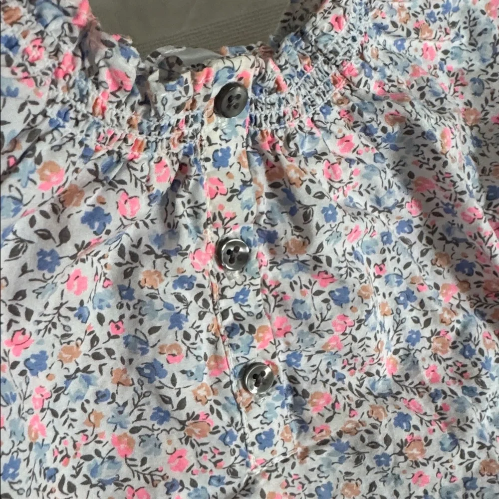 Carter's Floral Peasant Top - Neon Pink, Blue & White